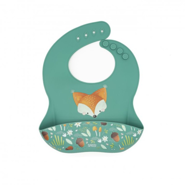 Bavaglino con Tasca in Silicone Volpe - Sassi