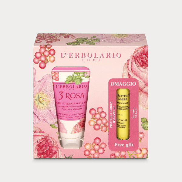Crema Mani 3 Rosa e Proteggilabbra in omaggio - Erbolario