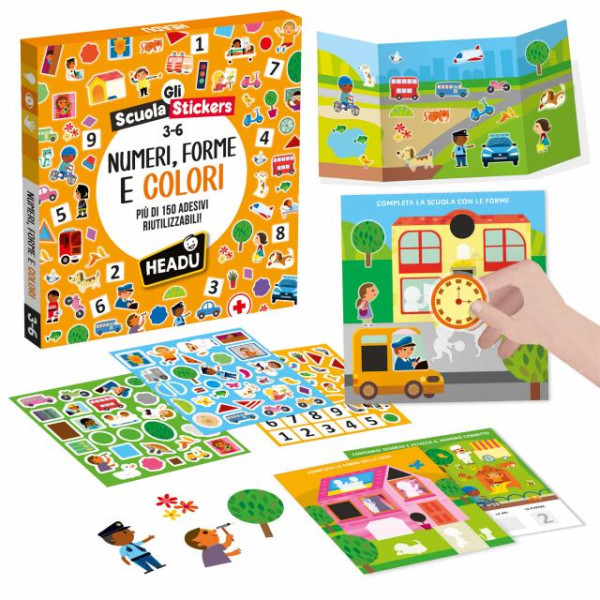 Scuola stickers numeri, forme e colori - Headu